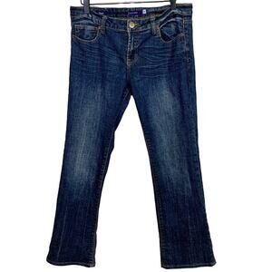 VIGOSS Jeans Juniors Size 9 Mid-Rise Bootcut Dark Wash Stretch Embroidered